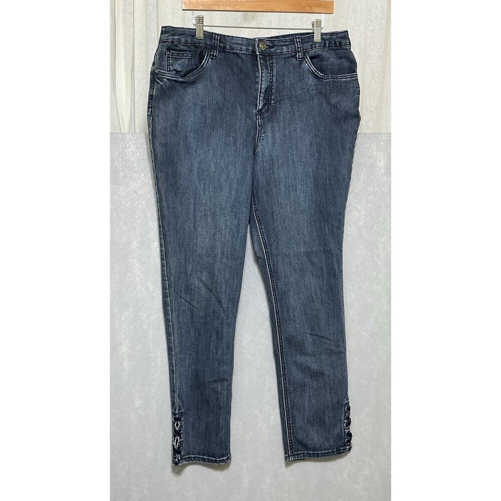 Christopher & Banks Woman’s Denim Blue Jeans Size 14‎ Leg Lace Up